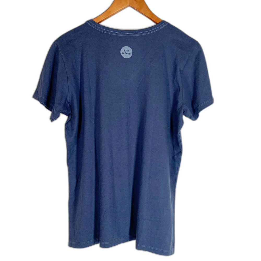 💐 Life is Good M Crusher Shirt NEW Blue Cotton Knit Top V Neck Football NWT - Picture 4 of 7